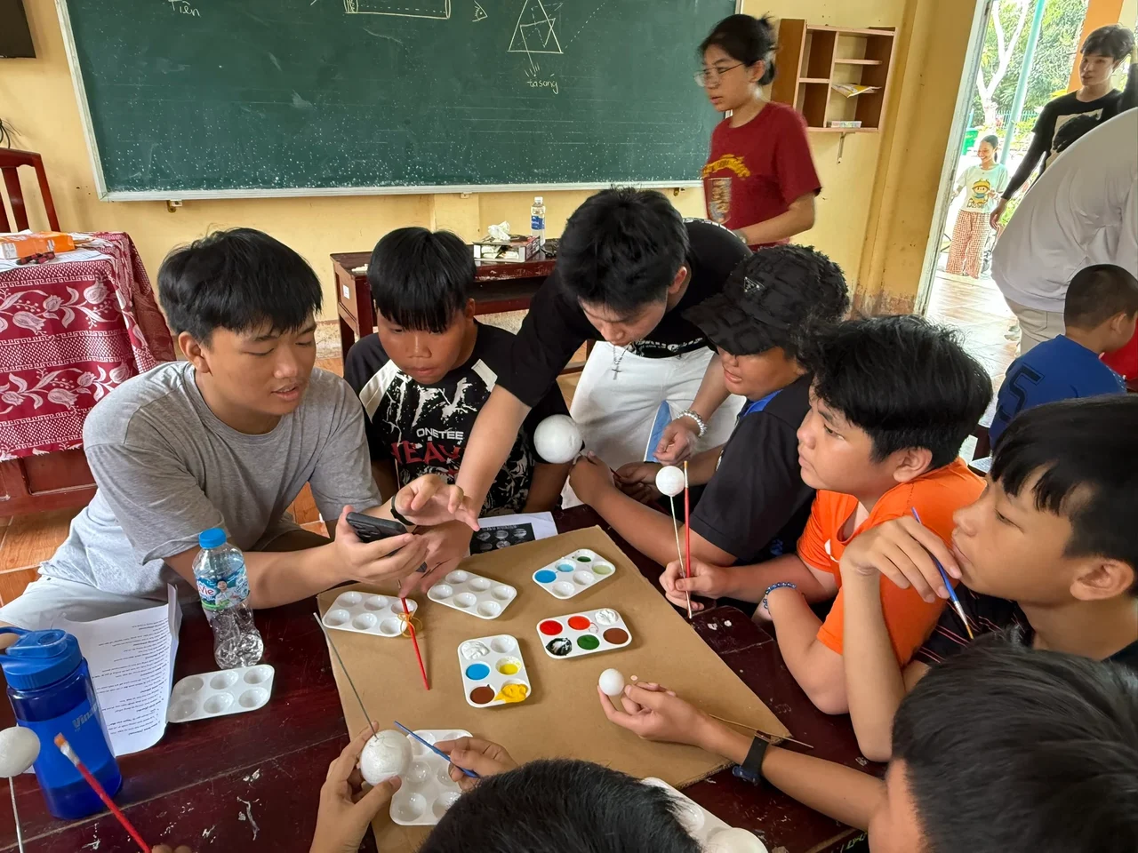 Children participating in a science workshop